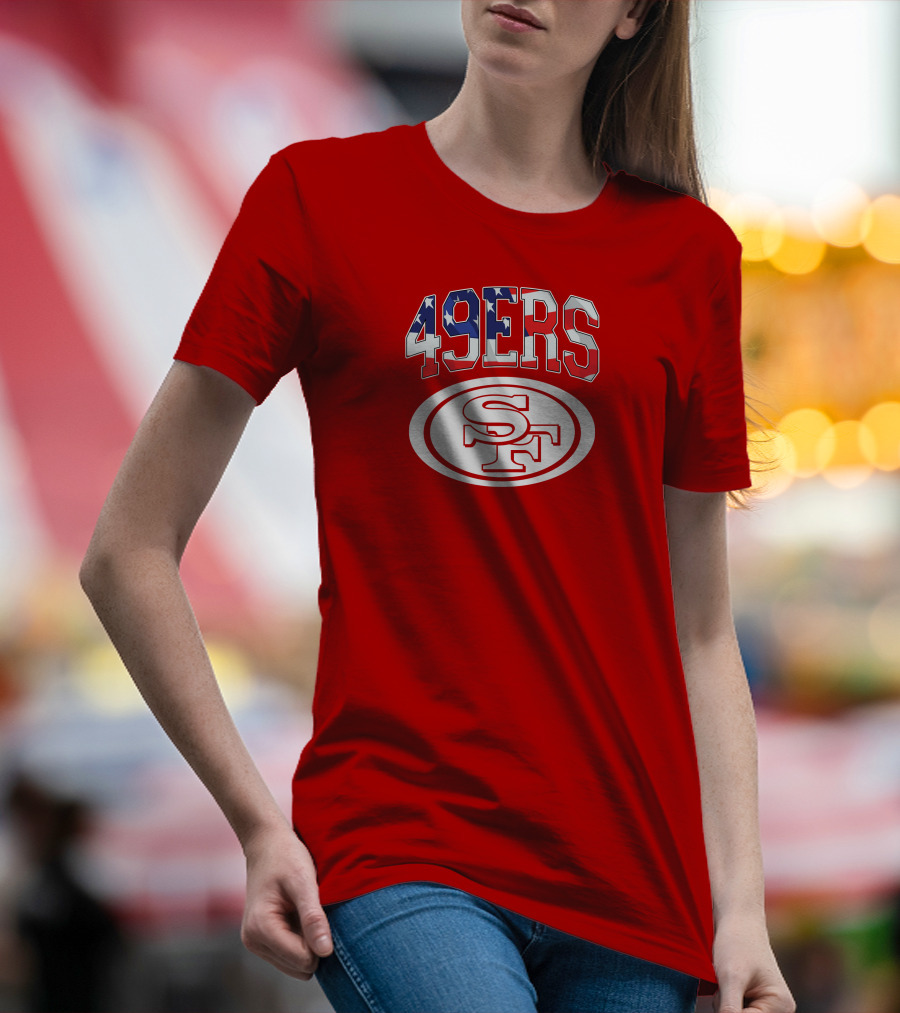 San Francisco 49ers 49ers American Flag SF Oval T-Shirt