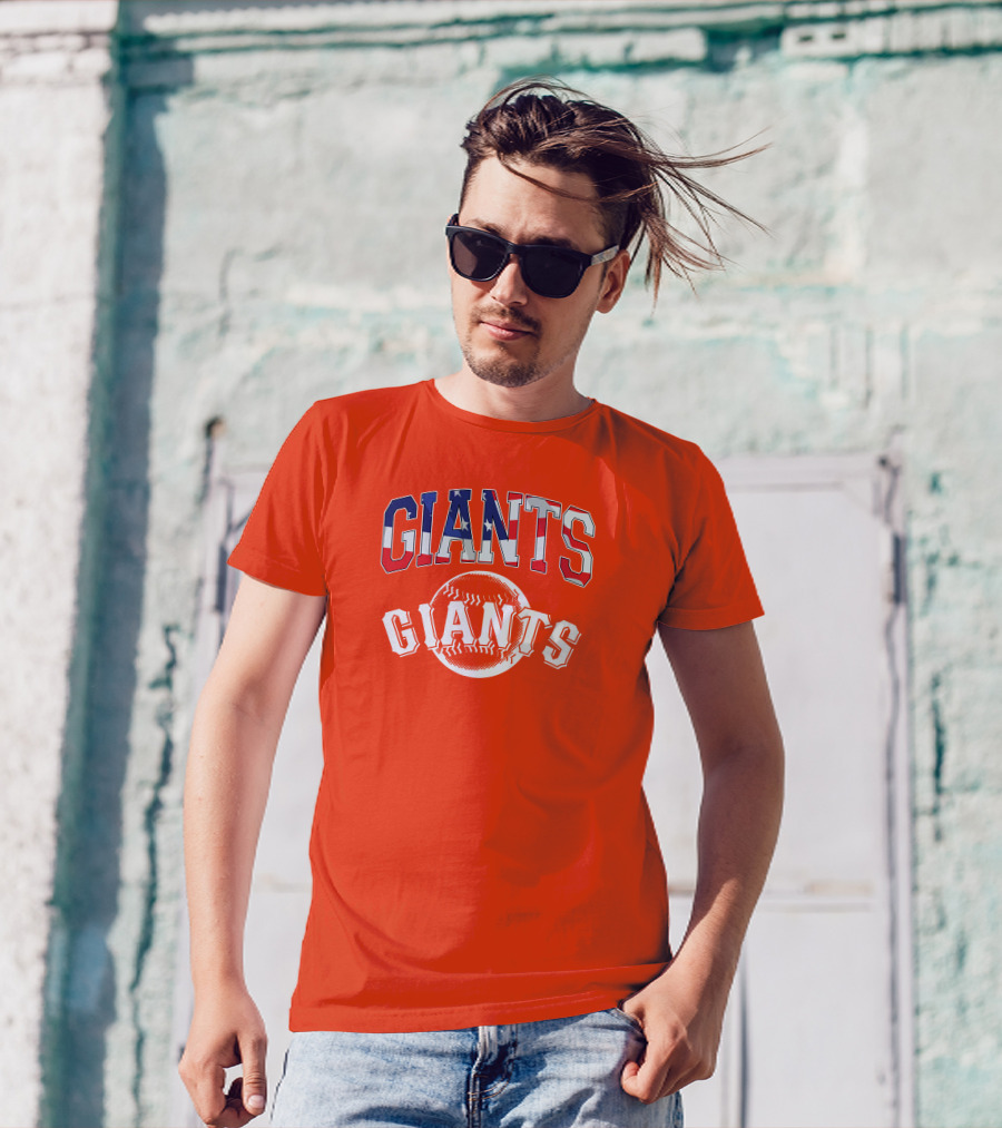 San Francisco Giants American Flag Baseball Letters USA T-Shirt