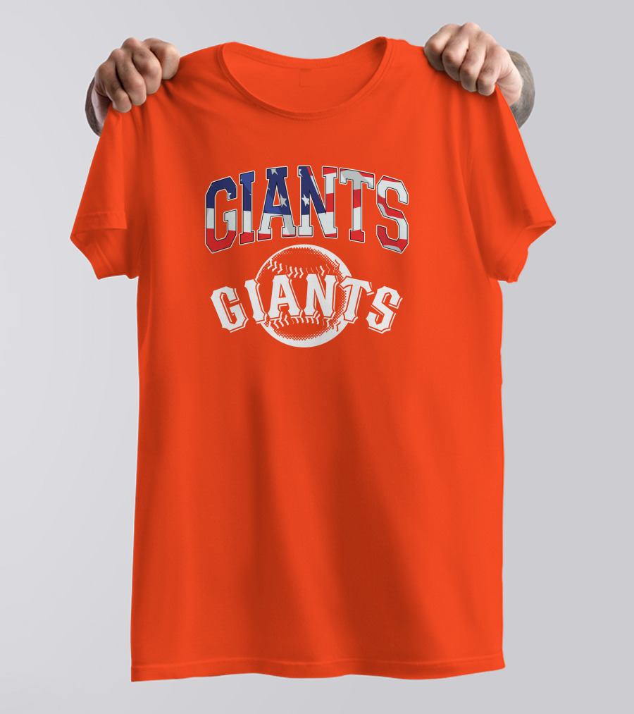 San Francisco Giants American Flag Baseball Letters USA T-Shirt