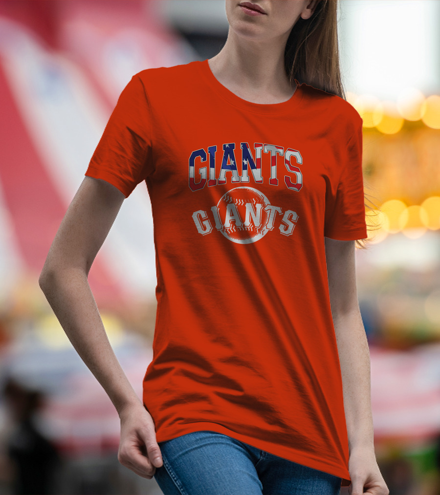 San Francisco Giants American Flag Baseball Letters USA T-Shirt