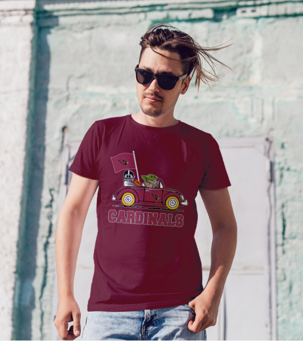 Arizona Cardinals Darth Vader Baby Yoda Car Star Wars T-Shirt