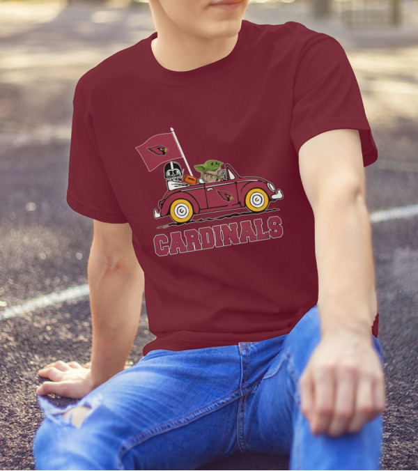 Arizona Cardinals Darth Vader Baby Yoda Car Star Wars T-Shirt