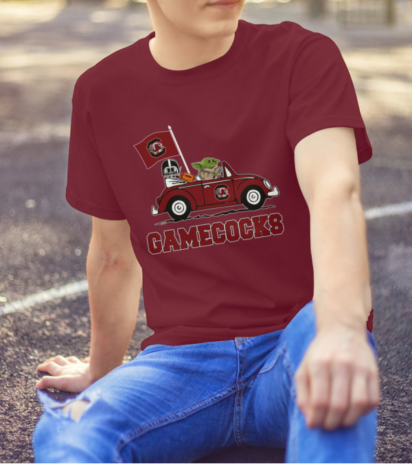 Gamecocks Baby Yoda Darth Vader Driving Football Star Wars T-Shirt