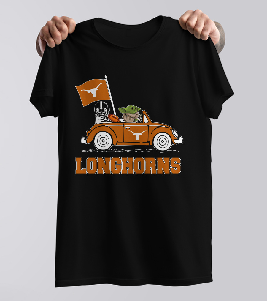 Longhorns Darth Vader Baby Yoda Driving T-Shirt