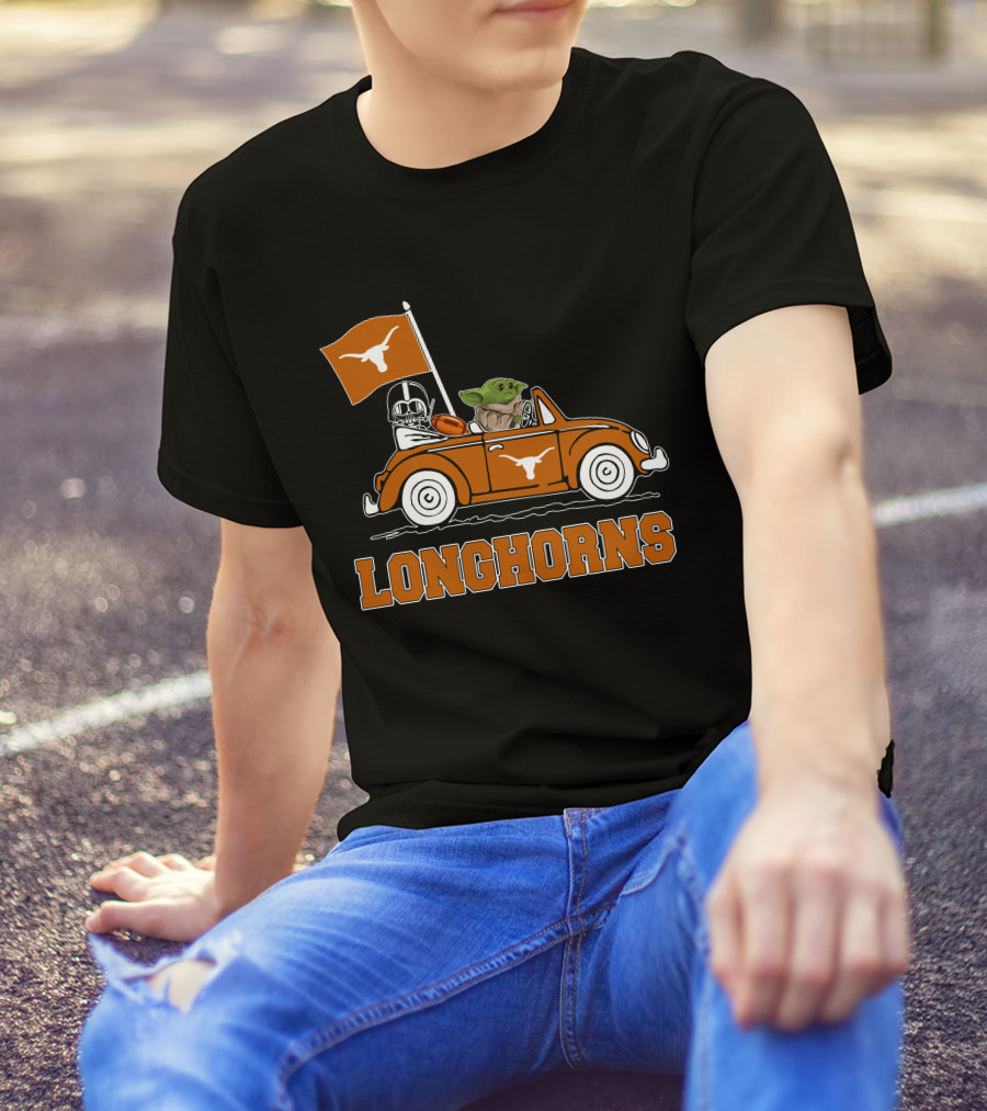 Longhorns Darth Vader Baby Yoda Driving T-Shirt