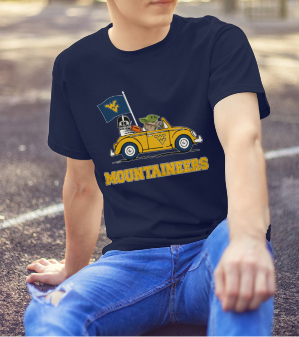 Mountaineers WVM Driving Featuring Baby Yoda And Football Helmet T-Shirt