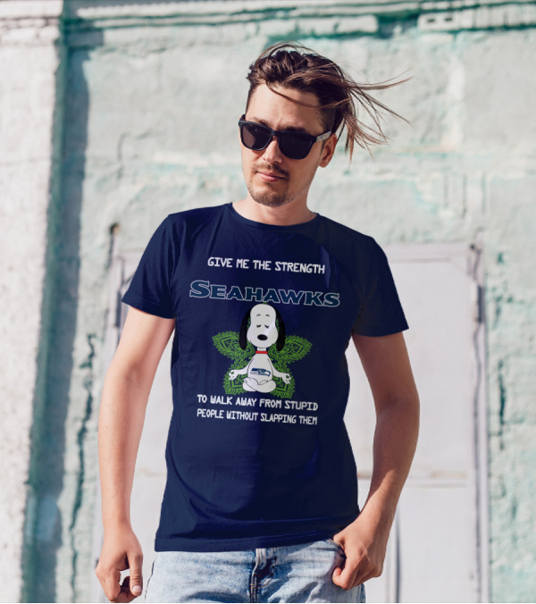 Seahawks Snoopy Yoga Give Me The Strength To Walk Away From Stupid People Without Slapping Them T-Shirt