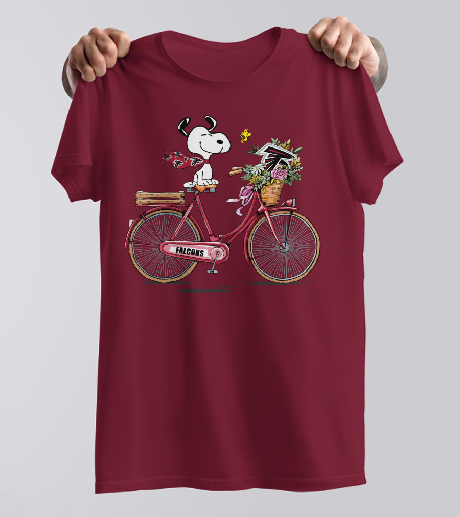 Atlanta Falcons Snoopy Woodstock Bicycle Adventure T-Shirt