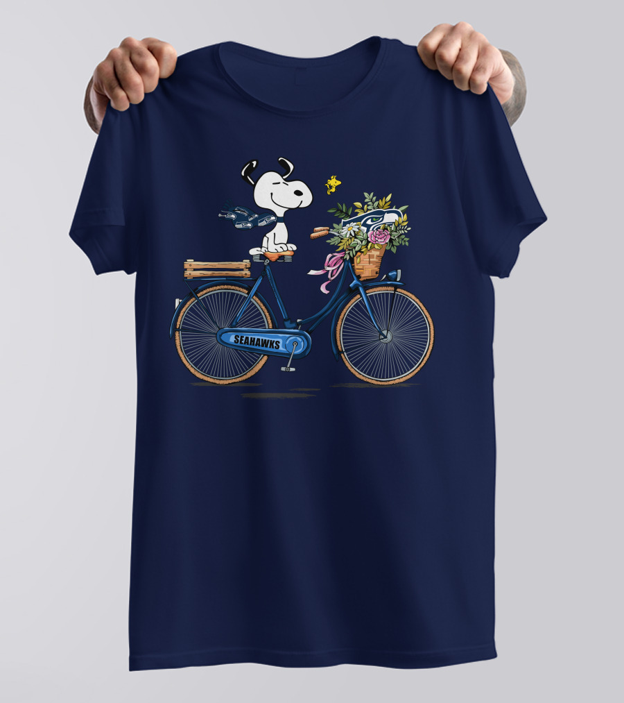 Seattle Seahawks Snoopy Bicycle Adventure T-Shirt