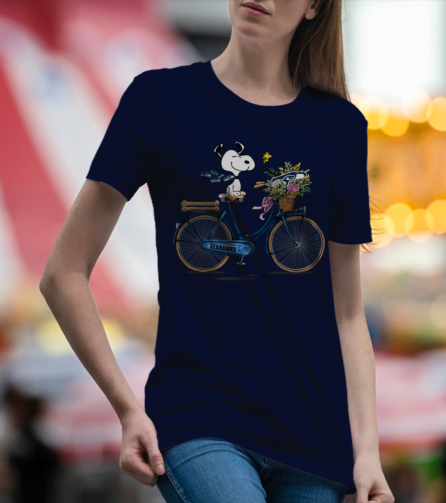 Seattle Seahawks Snoopy Bicycle Adventure T-Shirt