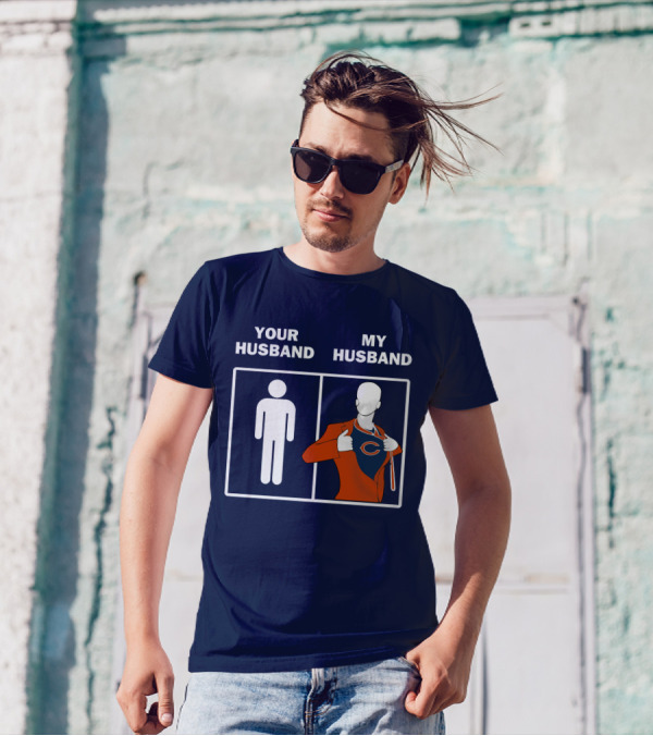 Chicago Bears My Husband Superman Logo Parody Your Husband T-Shirt