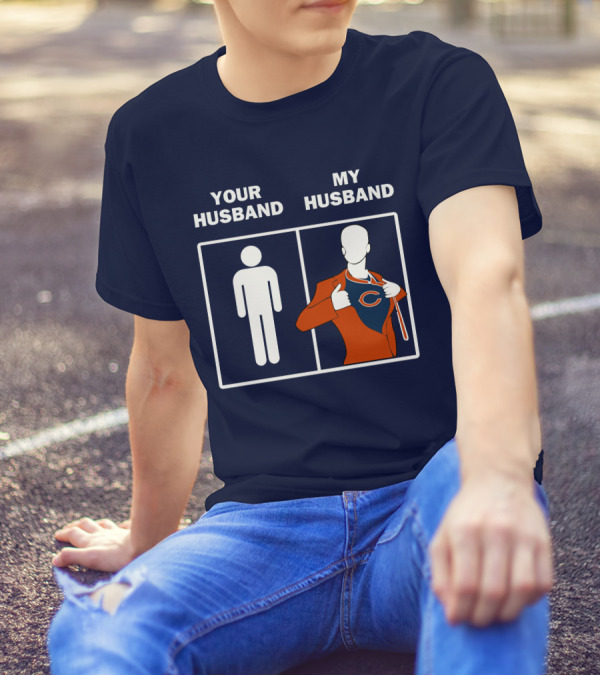 Chicago Bears My Husband Superman Logo Parody Your Husband T-Shirt