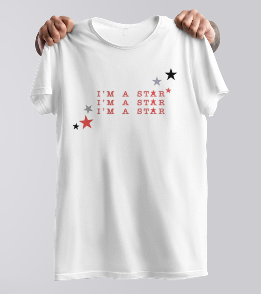 I'm A Star Red Blue Stars Repeating Text Pattern T-Shirt