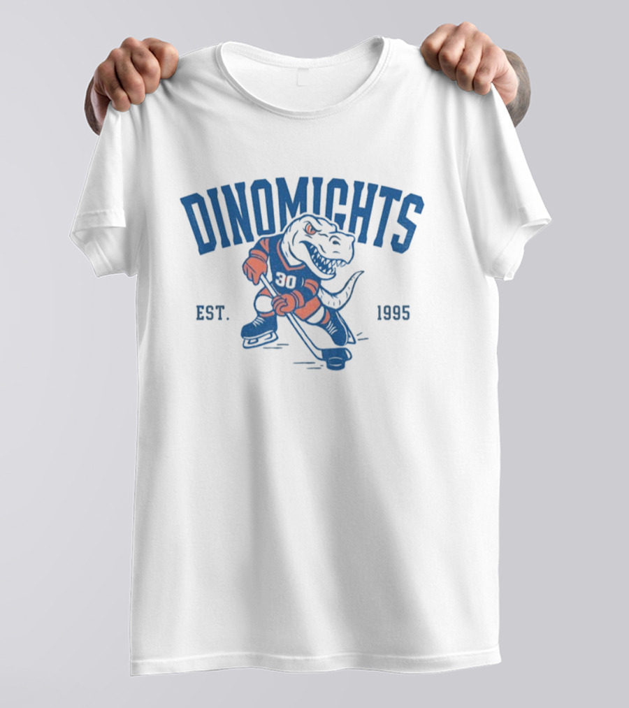 DinoMights Hockey Est 1995 Dinosaur Team Mascot T-Shirt