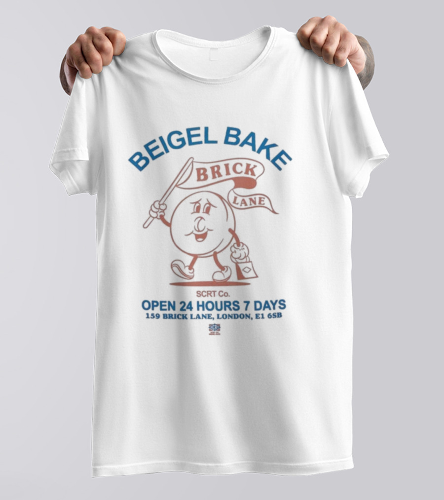 Beigel Bake Brick Lane Cartoon Bagel Open 24 Hours 7 Days Retro Style T-Shirt