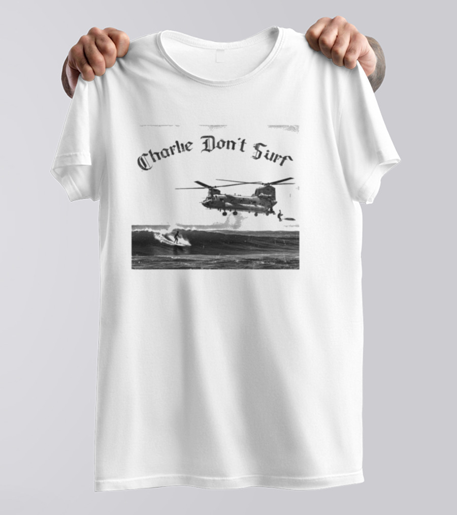 Charlie Don’t Surf Military Helicopter Waves T-Shirt