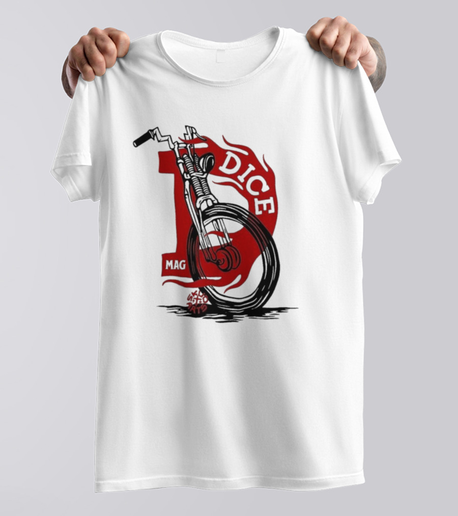 Dice Magazine Skud Arts Motorcycle Flame T-Shirt