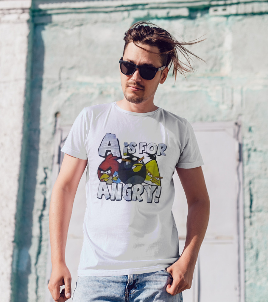 A Is For Angry Birds Characters Text Design T-Shirt