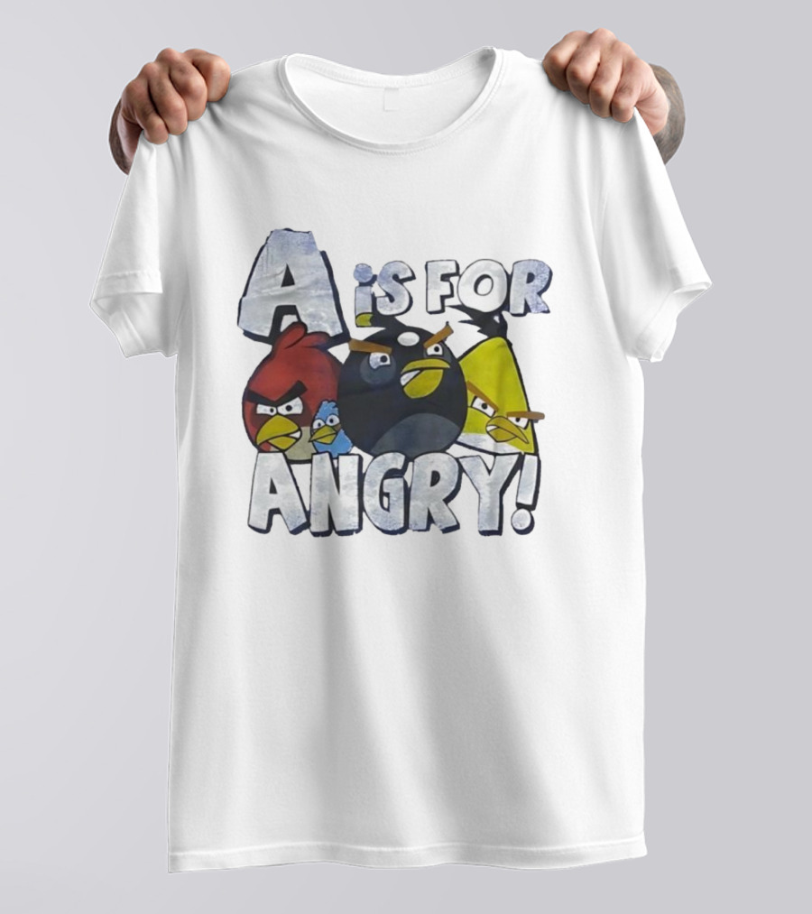A Is For Angry Birds Characters Text Design T-Shirt