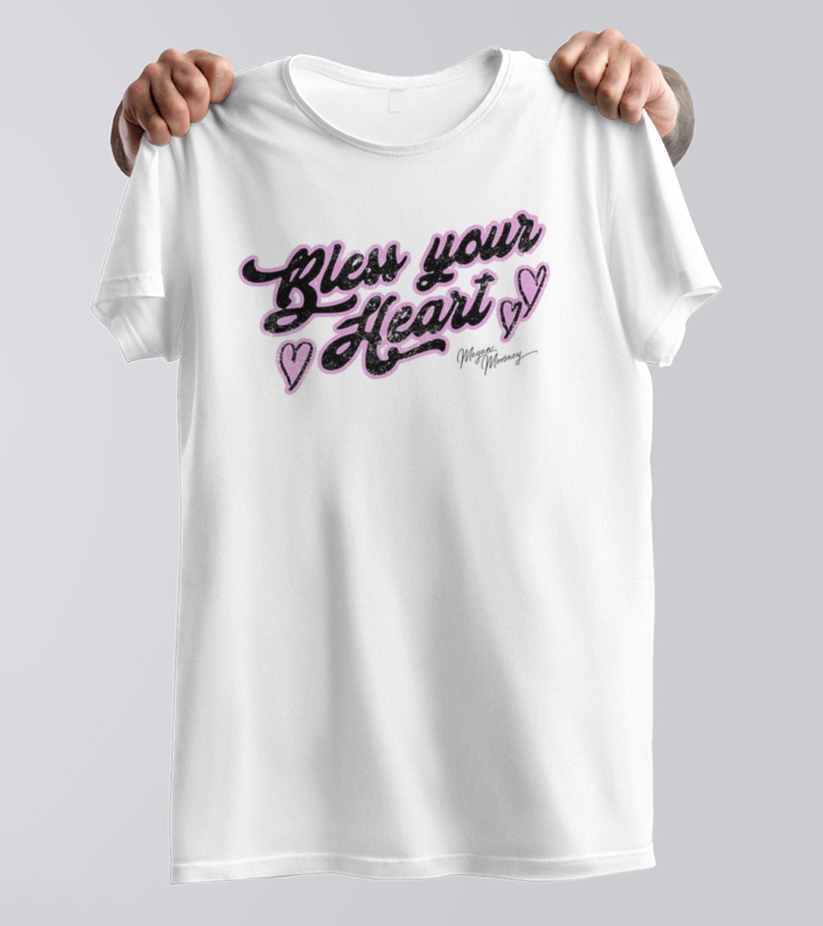 Bless Your Heart Megan Moroney Signature Pink Hearts T-Shirt
