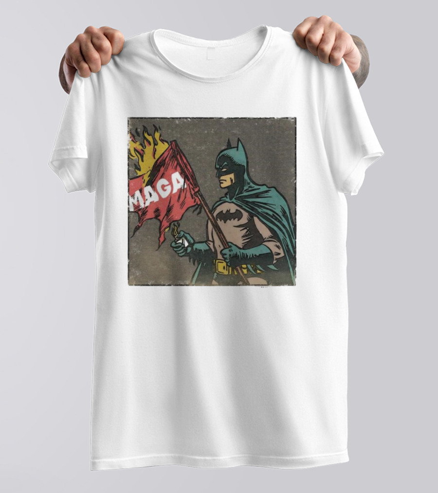 "Cult Of The Batman Holding Burning MAGA Flag" T-Shirt