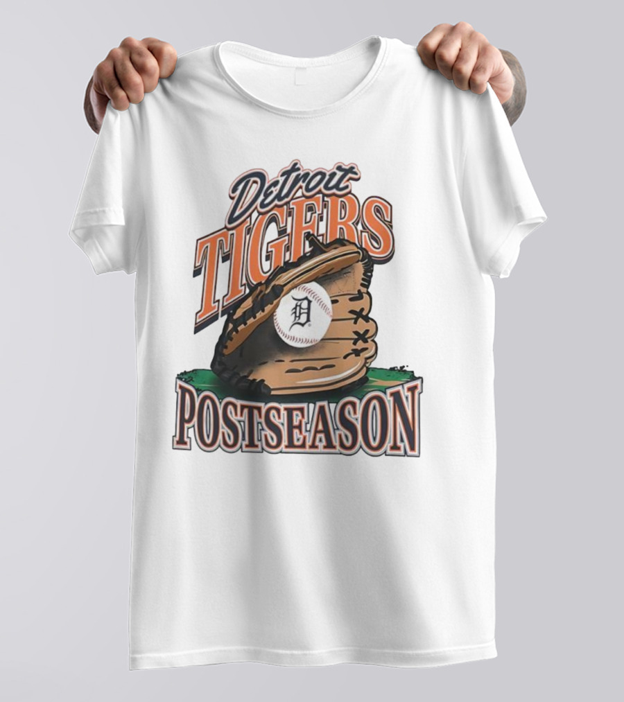 Detroit Tigers Postseason Baseball Glove And Ball 2025 T-Shirt