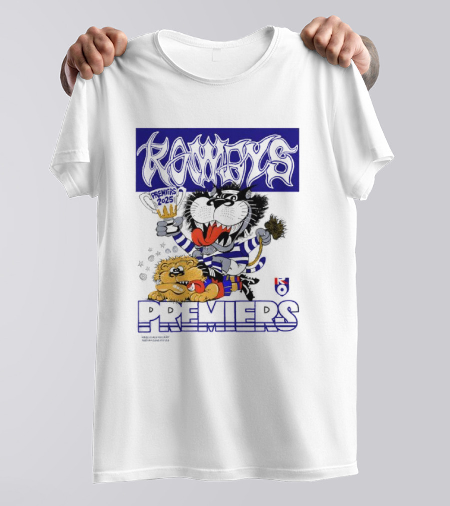 Geelong Cats Rowdys AFL Grand Finals 2025 Premiers Champions Cartoon Style T-Shirt