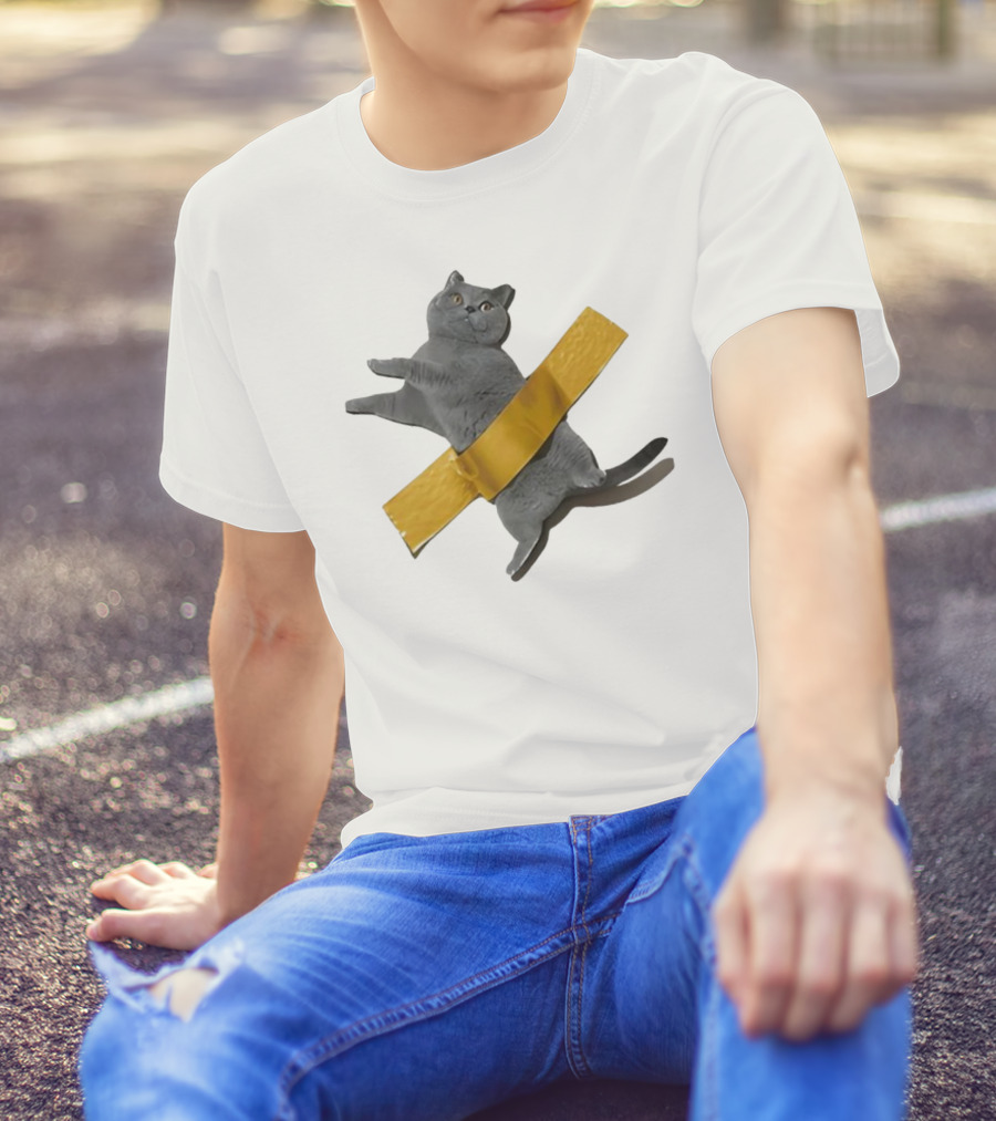 Tape Cat Joke Humor Duct Tape Gag T-Shirt