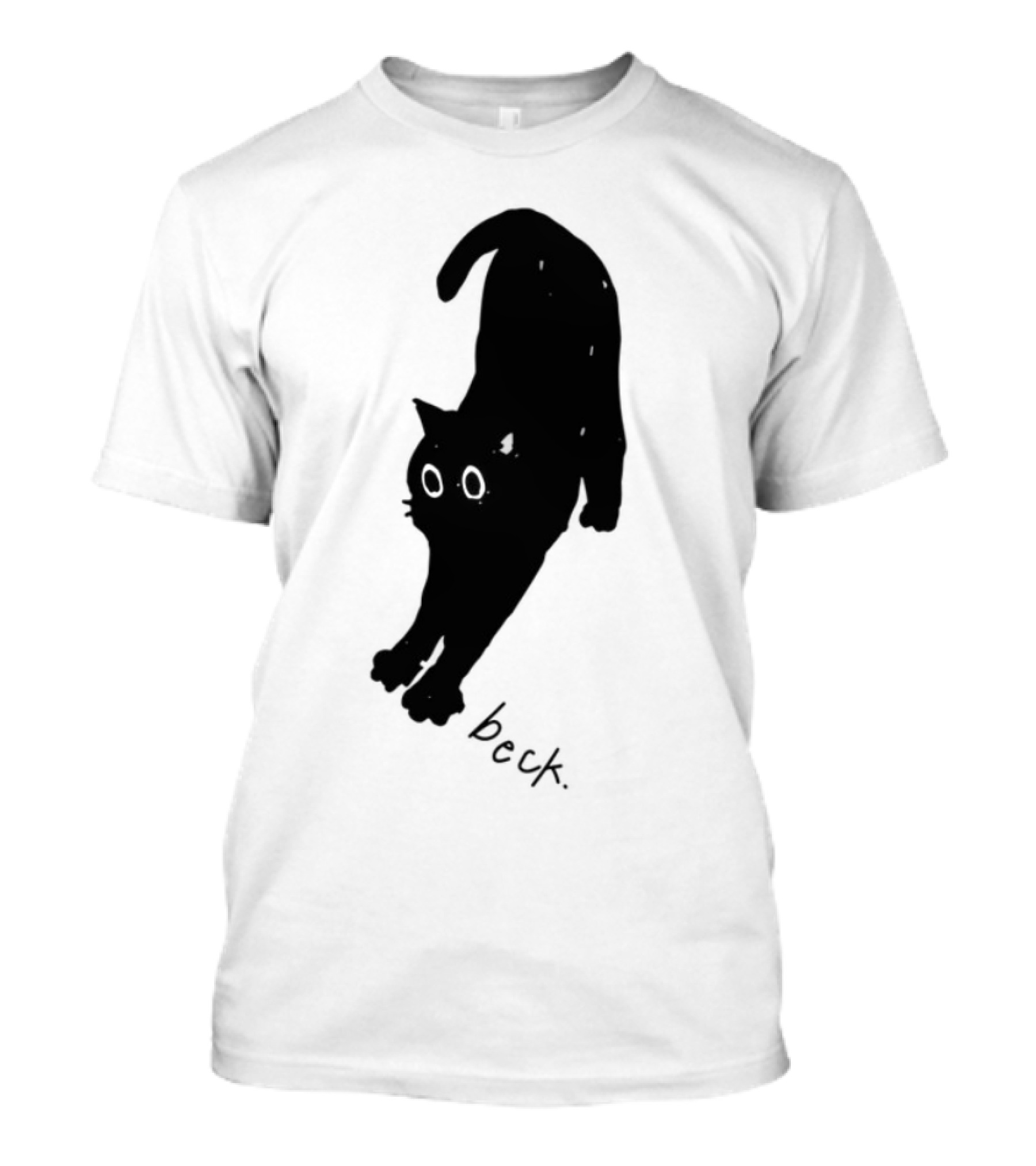 Beck Stretching Cat Silhouette Black Outline T-Shirt