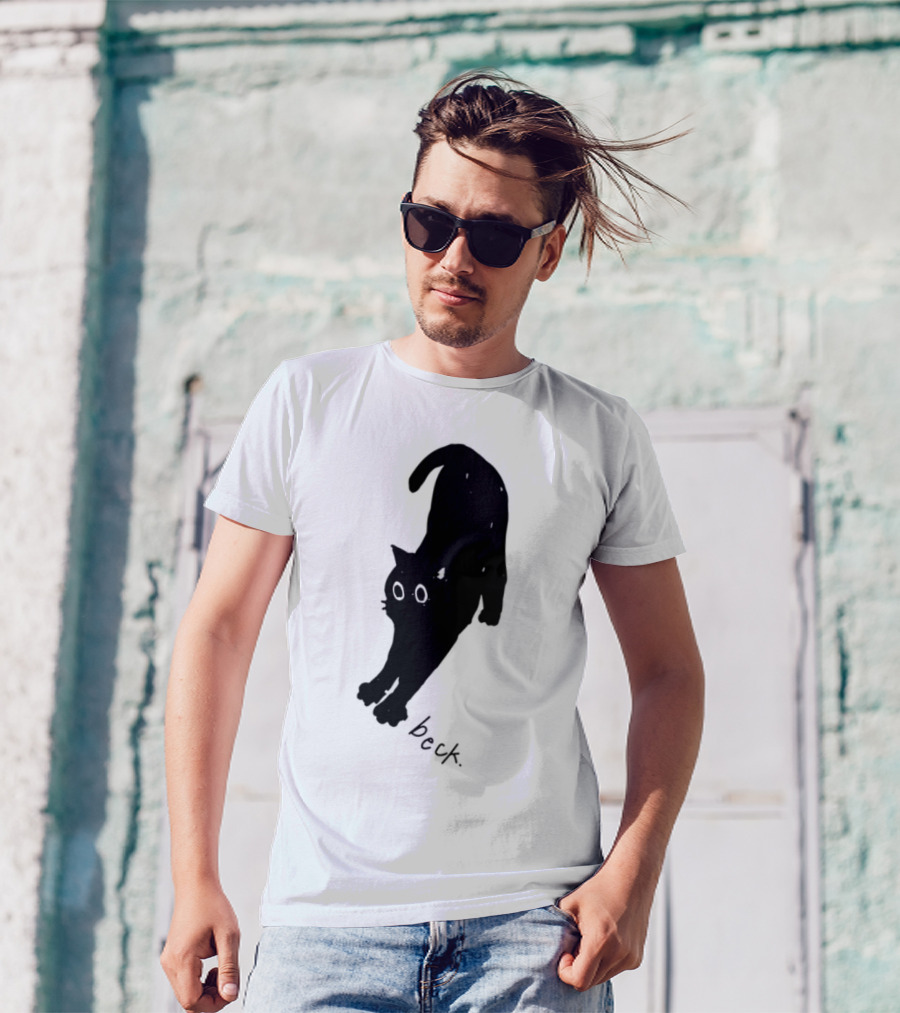 Beck Stretching Cat Silhouette Black Outline T-Shirt