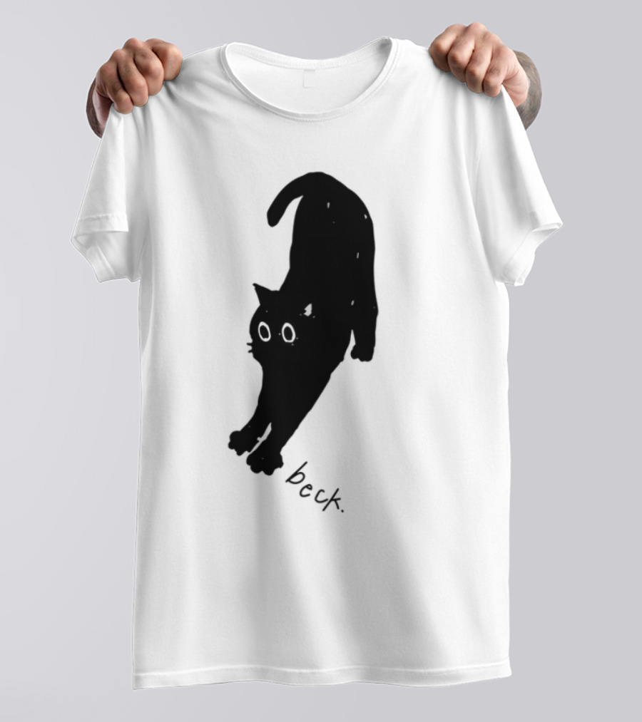 Beck Stretching Cat Silhouette Black Outline T-Shirt
