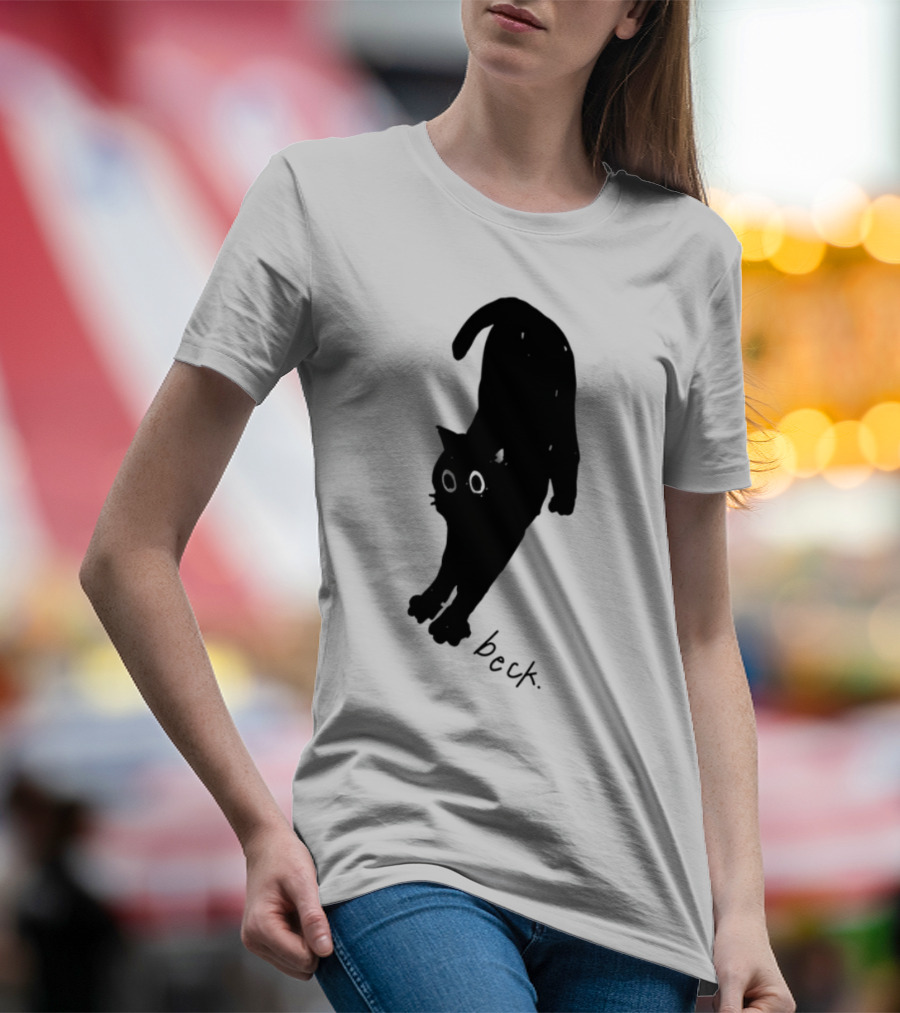Beck Stretching Cat Silhouette Black Outline T-Shirt