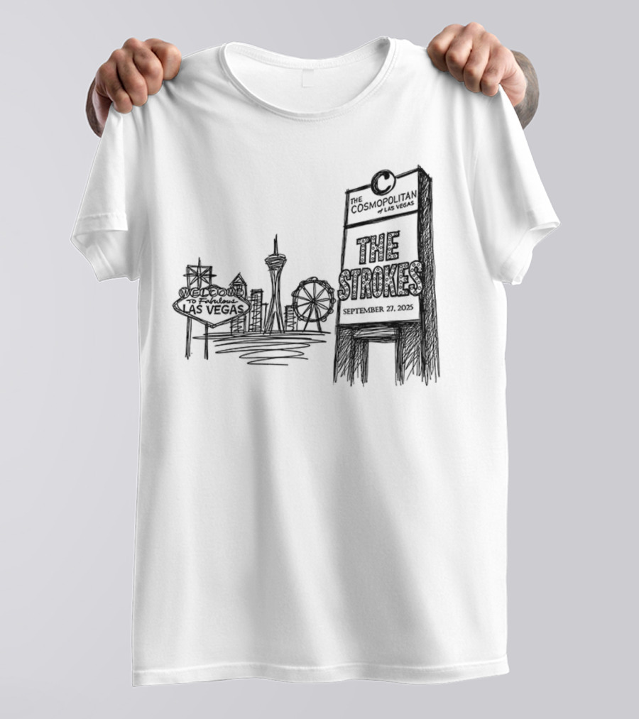 Las Vegas Landmarks Neon Sign Skyline 2025 T-Shirt