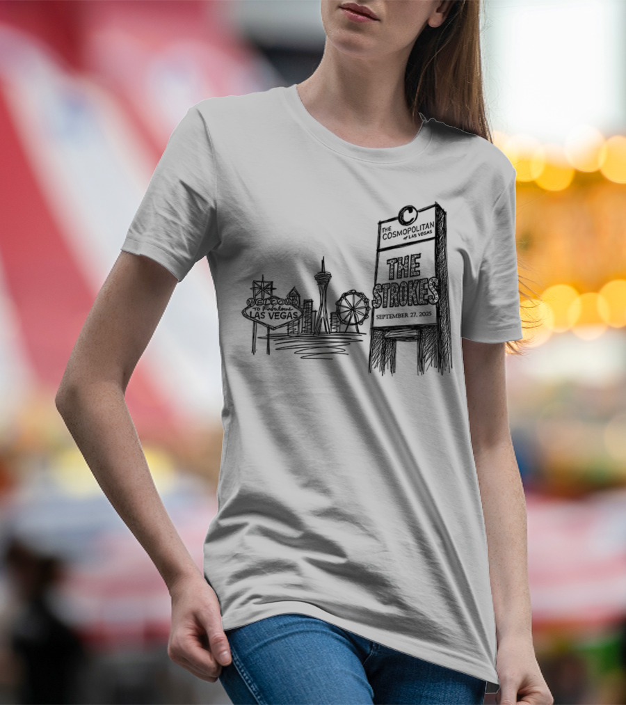 Las Vegas Landmarks Neon Sign Skyline 2025 T-Shirt