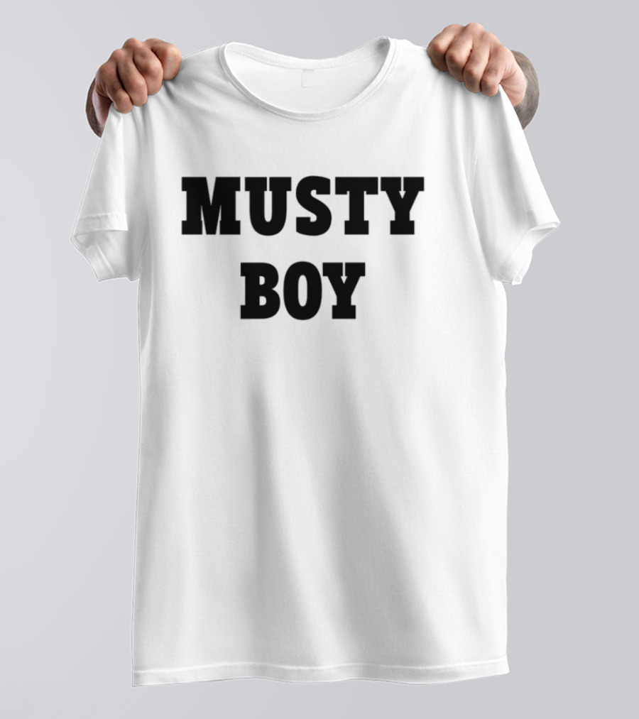 Musty Boy Fun Doodle Typography Hand-Drawn Sketch Style T-Shirt