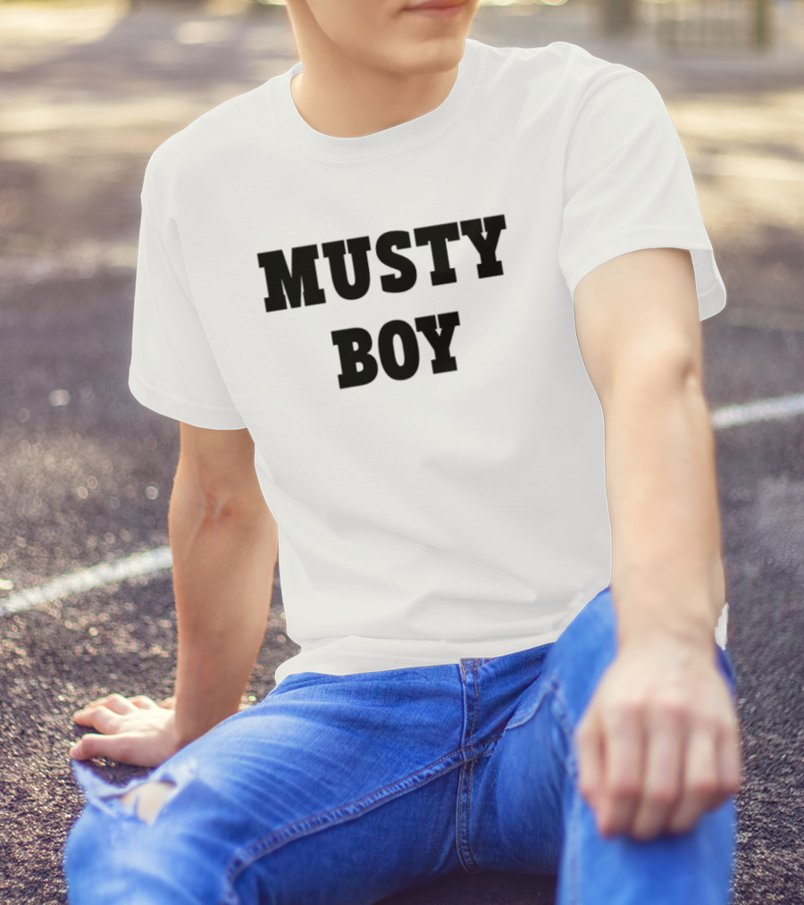 Musty Boy Fun Doodle Typography Hand-Drawn Sketch Style T-Shirt