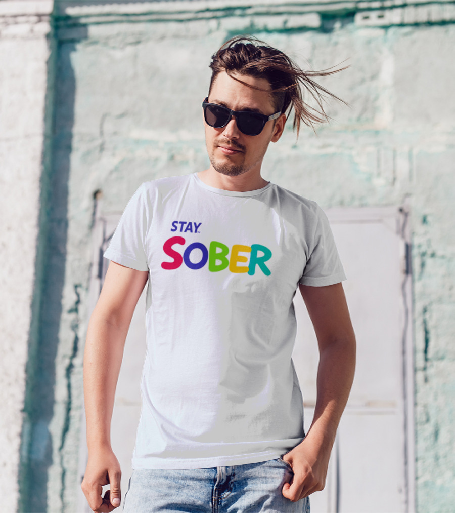 Stay Sober Bright Colorful Text Gaming T-Shirt