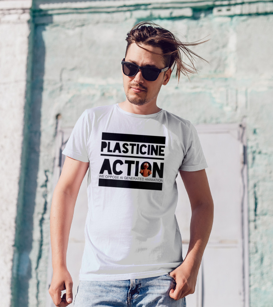 Plasticine Action We Oppose AI Generated Animation Claymation Thumbs Up T-Shirt
