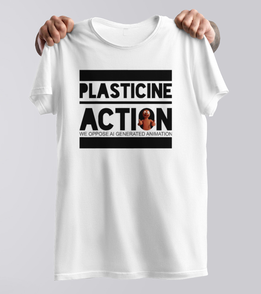 Plasticine Action We Oppose AI Generated Animation Claymation Thumbs Up T-Shirt