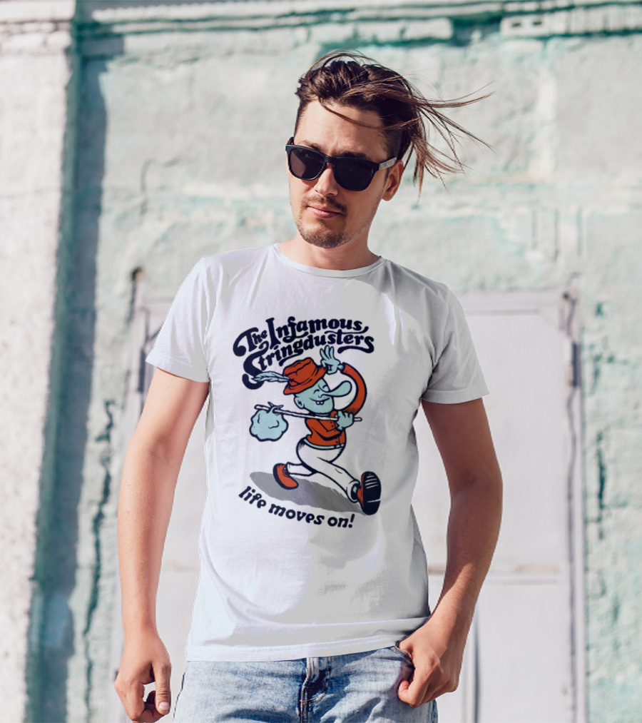 The Infamous Stringdusters Cartoon Character Life Moves On T-Shirt