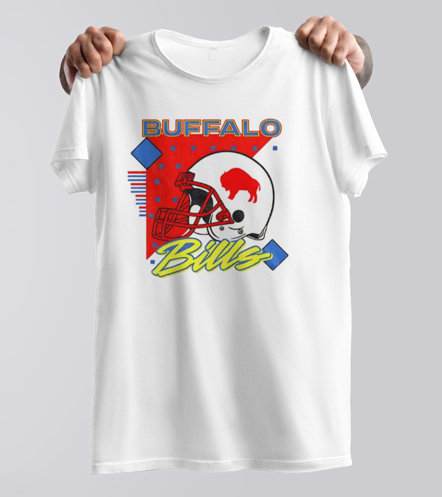 Buffalo Bills 90s Style Football Helmet Retro NFL Game Day T-Shirt