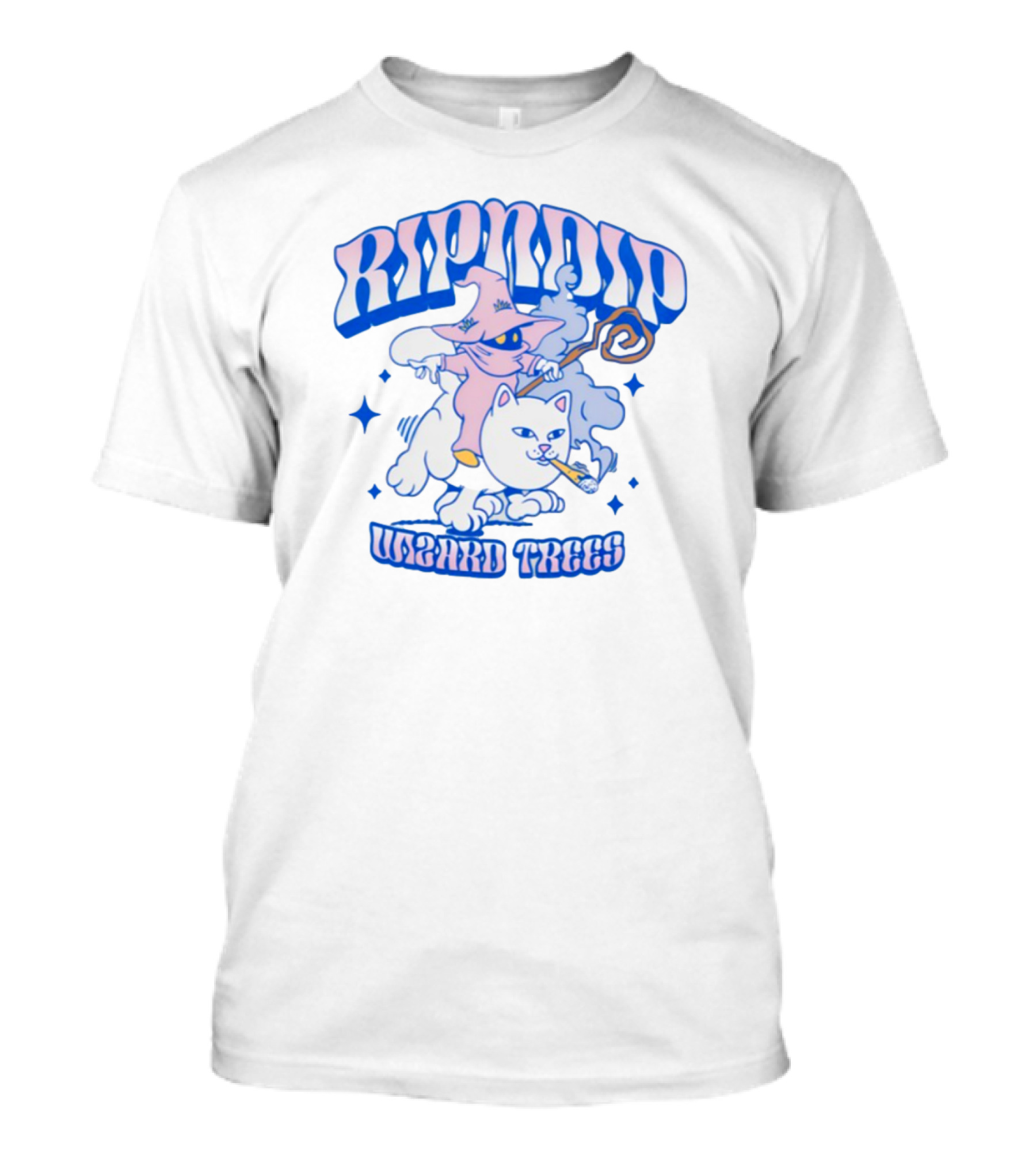 Ripndip Wizard Trees Smoking Cat Riding Clouds T-Shirt