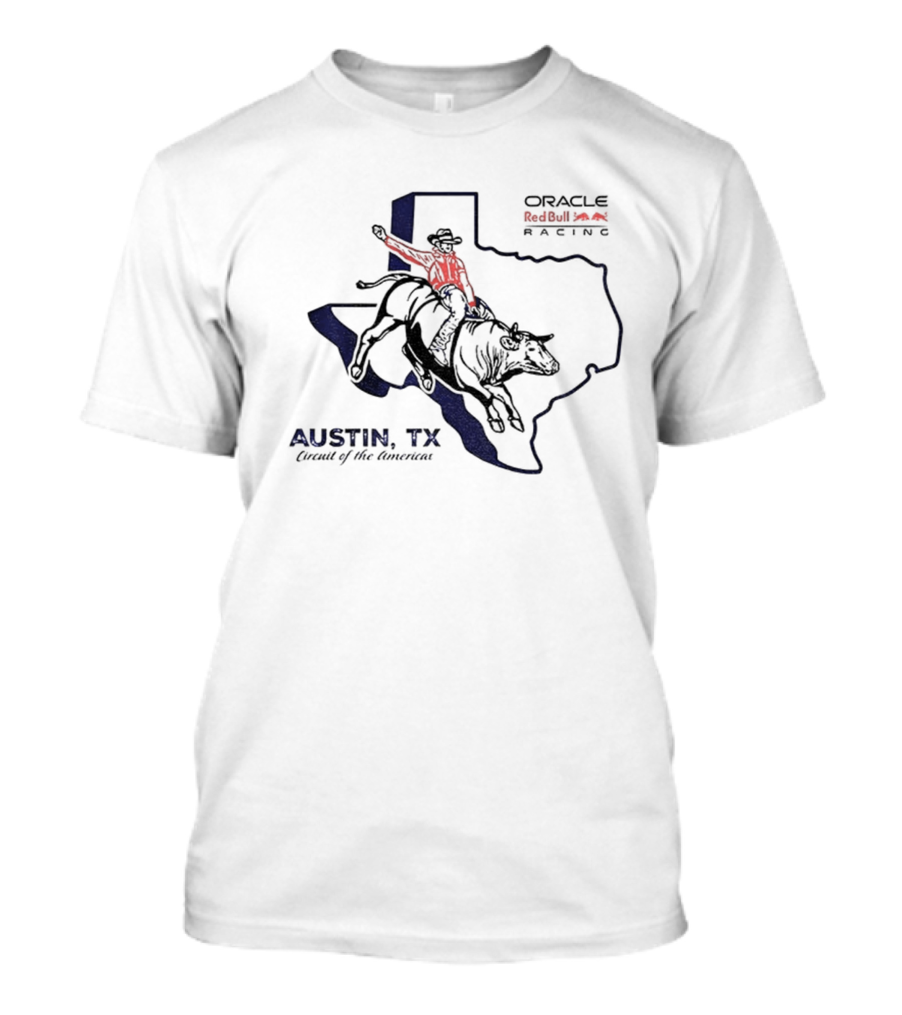 Oracle Red Bull Racing Austin TX Circuit Of The Americas Cowboy Bull Riding Texas Outline T-Shirt