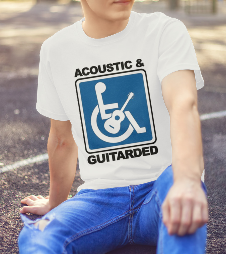 Acoustic And Guitarded Wheelchair Symbol Guitar Icon T-Shirt