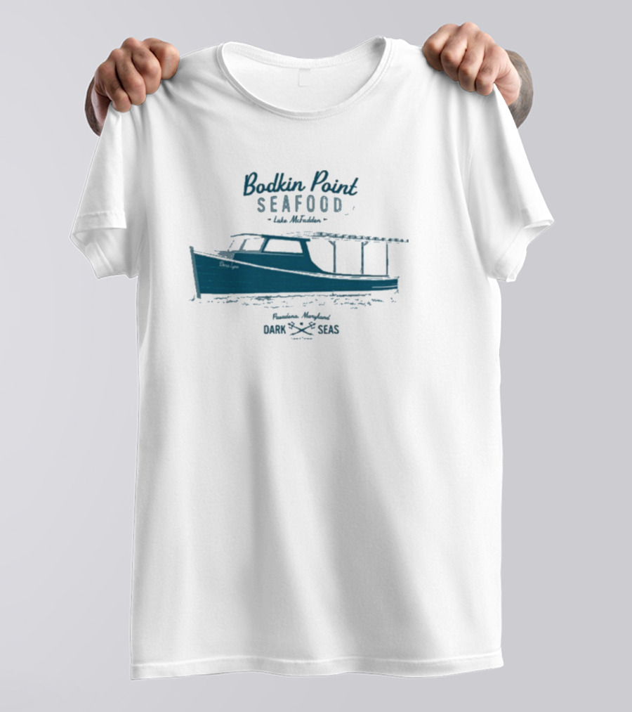 Dark Seas Bodkin Point Seafood Luke McFadden Annapolis Maryland Boat T-Shirt