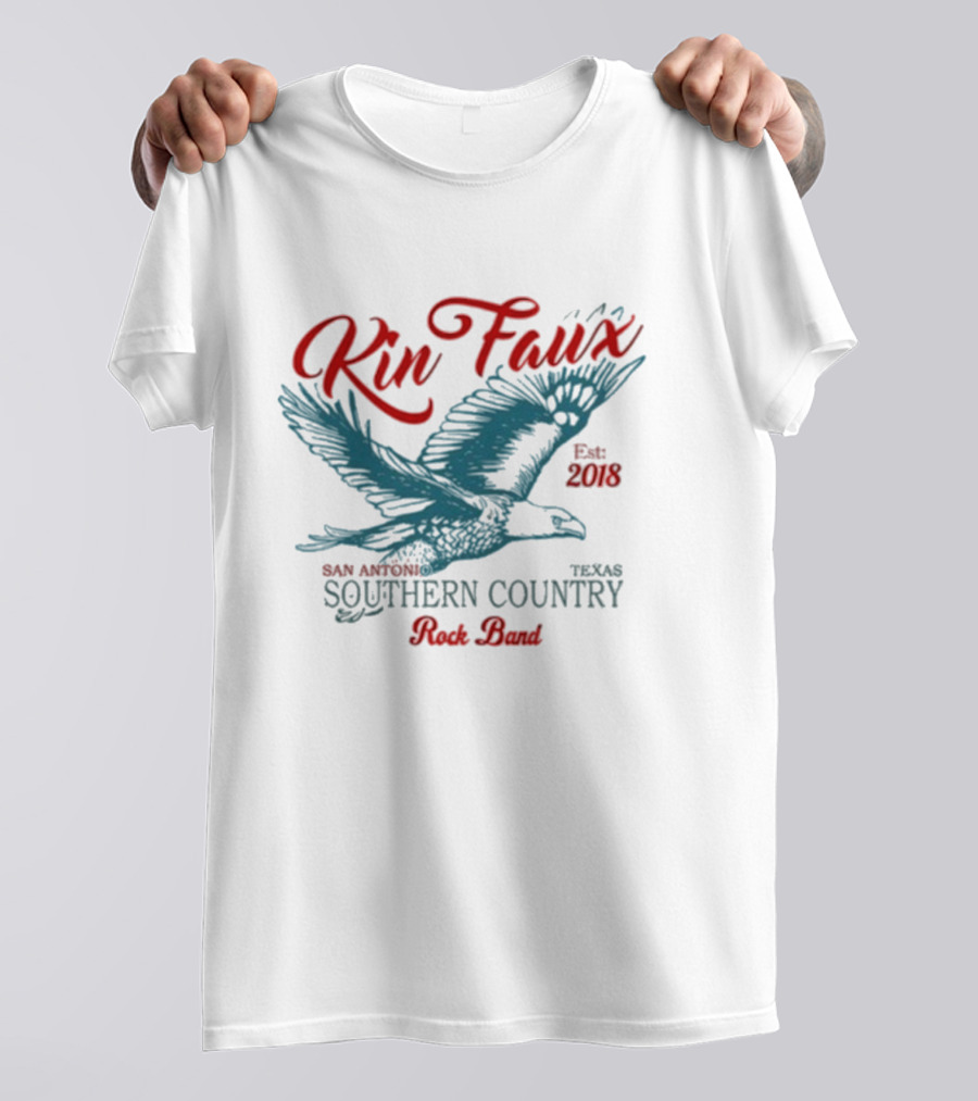 Kin Faux Southern Country Rock Band San Antonio Texas Eagle Est 2018 T-Shirt