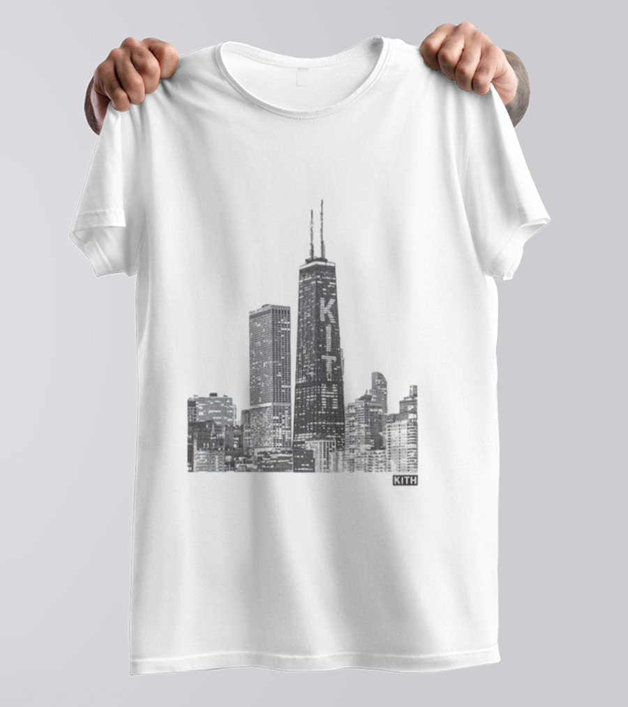 Kith Chicago Skyline Merchandise Featuring Iconic Skyscraper Artwork T-Shirt
