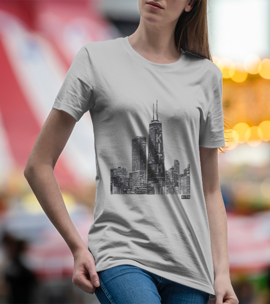 Kith Chicago Skyline Merchandise Featuring Iconic Skyscraper Artwork T-Shirt