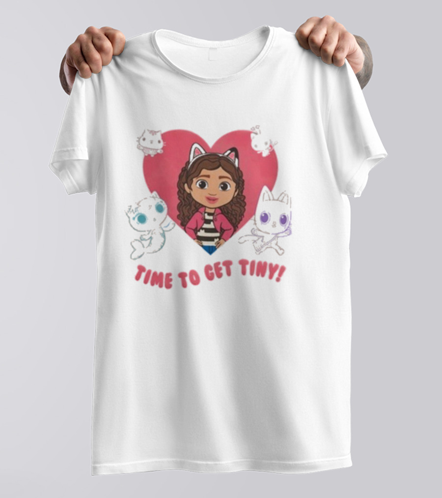 Time To Get Tiny Gabby’s Dollhouse Heart And Cats Characters T-Shirt