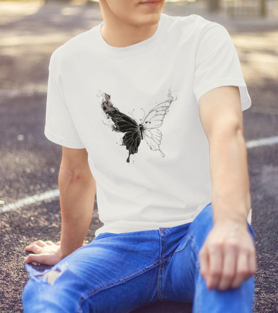 Princess Goes Butterfly Diagram Black Wings Illustration T-Shirt